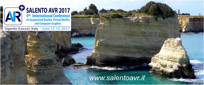 LucioDePaolis's tweet photo. #SalentoAVR2017 
4th Int Conf on Augmented Reality, Virtual Reality and Computer Graphics SALENTO AVR 2017
 Ugento, Italy
 June 12-15, 2017 https://t.co/i7WzCTcwT7