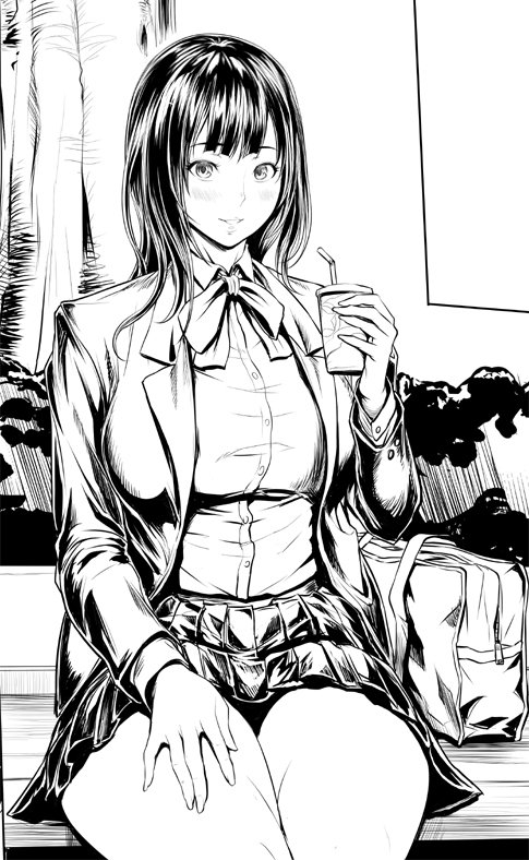 冬コミはこんな感じ、真面目そうな黒髪娘だけど、もっちりボディのふたなりだよ 