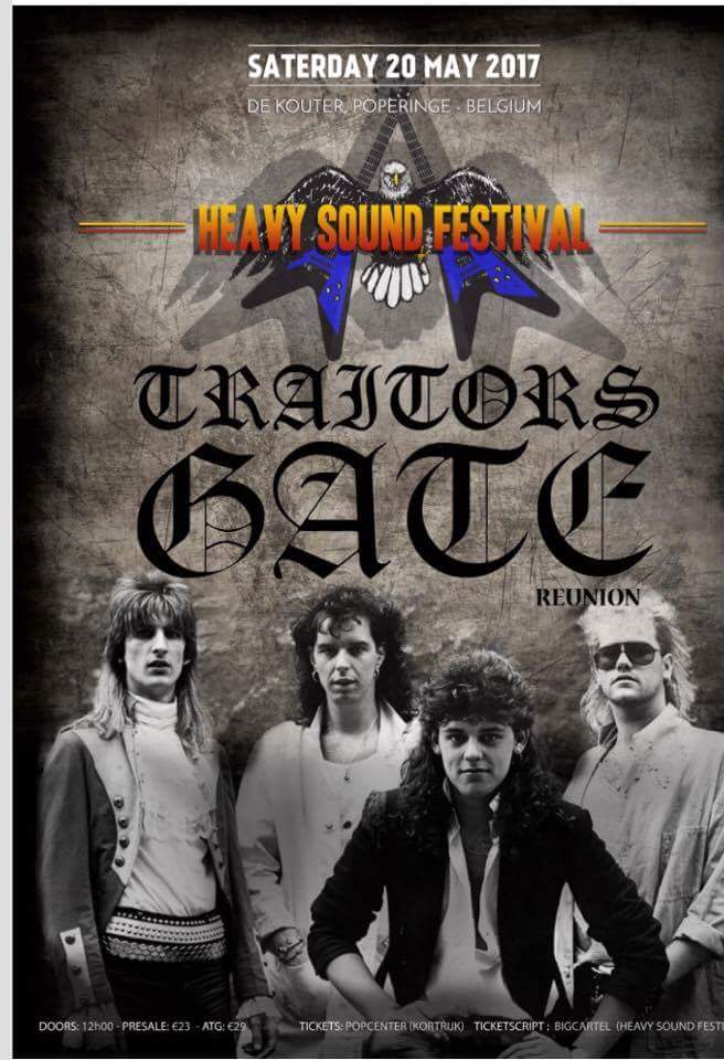 IT'S OFFICIAL!! Traitors Gate will be appearing at the Heavy Sound Festival in De Kouter, Poperinge, Belgium, Saturday 20th May 2017.