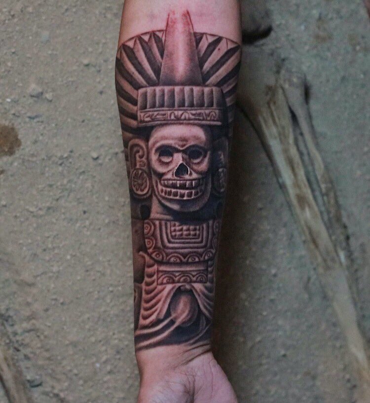 Puedmag Inkpire Tattoo Shop Toronto  Mictlantecuhtli or Lord of the Land  of the Dead was the Aztec god of death and worshipped across Mesoamerica  He ruled the underworld Mictlán with his