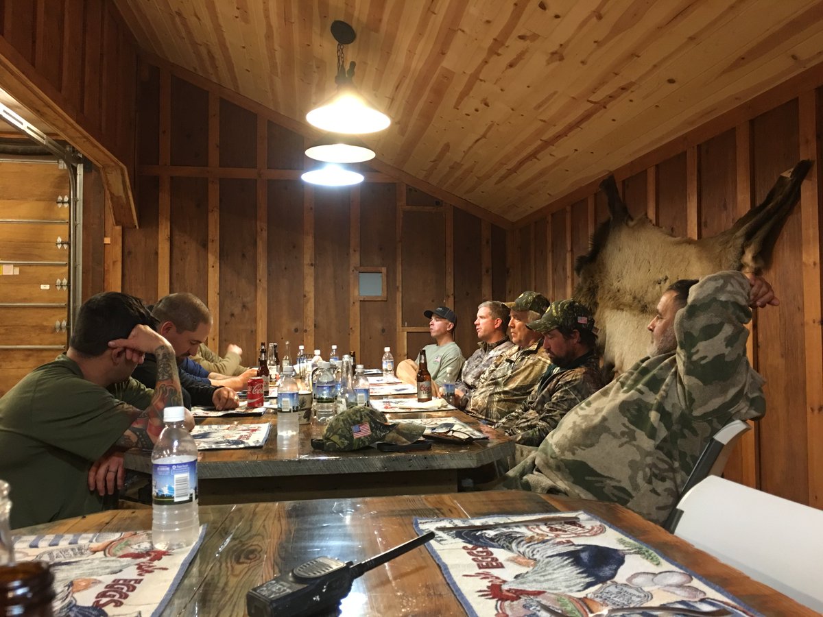 Decompressing over an awesome post-hunt dinner with Purple Heart Outdoors!