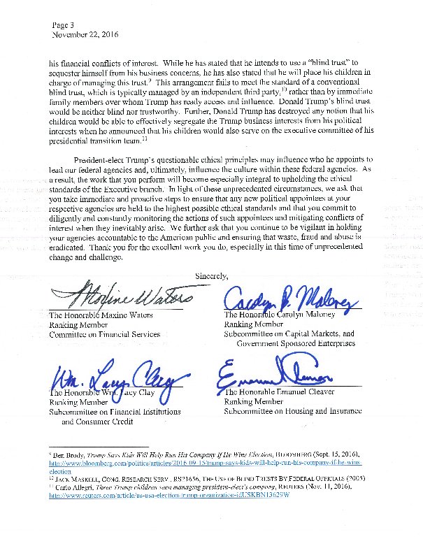 kylegriffin1's tweet image. Top Dems on House Financial Services Cmte sent a letter to HUD, DOJ, &amp;amp; financial services agencies to go after Trump's potential conflicts: