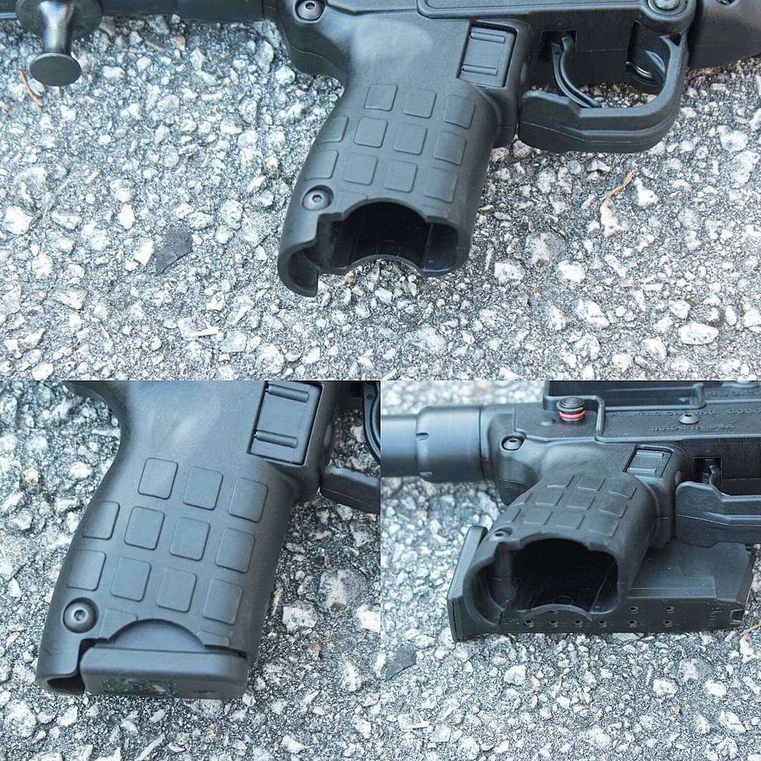 Close-up shots of the Keltec Gen 2 Sub2000 'Grip chop' to accept Glock 19 magazines. For pricing a text 786-451-3234. #keltec #sub2000