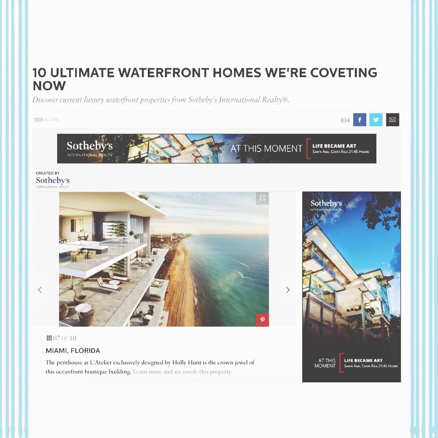 AnnaMiamiBeach's tweet photo. My fantastic .@LAtelierMiami PH listing included on @ELLEDECOR list of 10 Ultimate Waterfront Homes to covet now https://t.co/YfFND0Mf0l https://t.co/gNHqgkYPPc