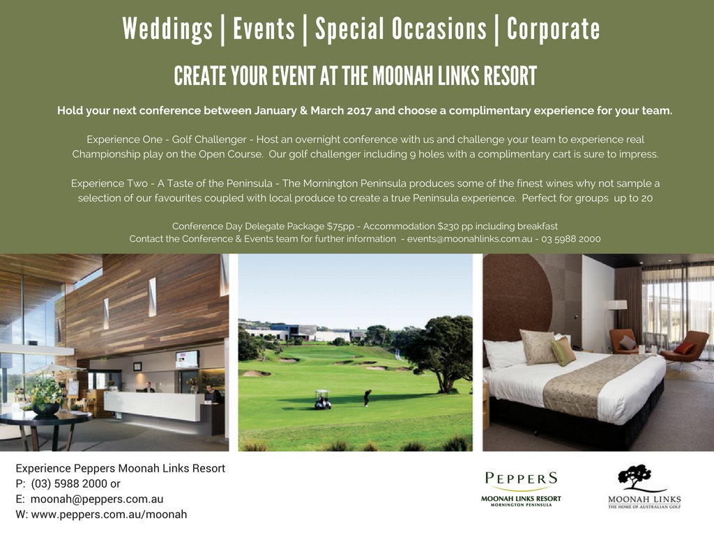 Create your event this Summer at the Moonah Links Resort...