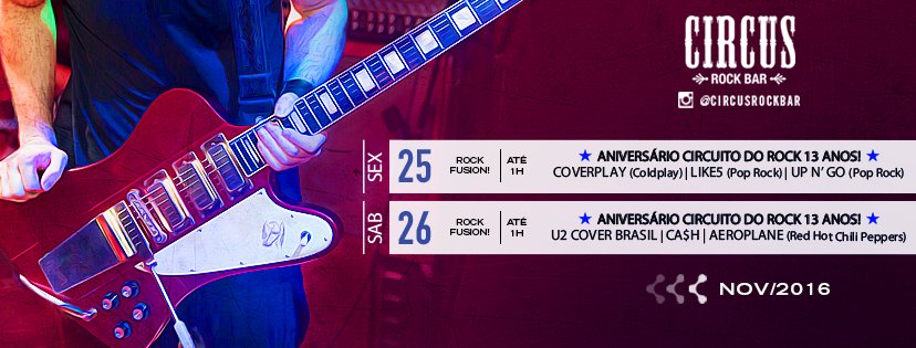 Respeitável Público! Confira a programação especial da semana de aniversário no Picadeiro do Rock! 😉 Informações: goo.gl/wU0ENR.