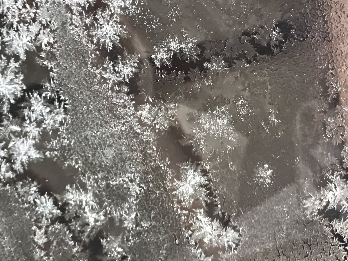 Frosty window on a cold morning