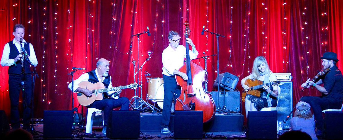 OzManouche Fest. Sebastien Gineaux had passport, visa stolen Charles de Gaulle Paris. Ewan MacKenzie &amp; Swing Dynamique replacing him.