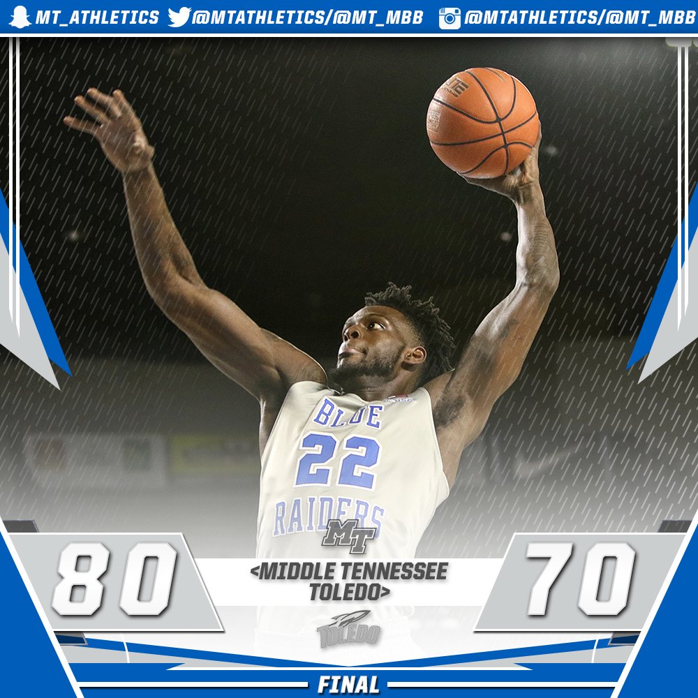 MT_MBB's tweet photo. #Raiders roll in 80-70 win! Williams with a game-high 18 points. Upshaw (16) and Dixon (11) also turn in double-digit point nights #TrueBlue https://t.co/bzyFRjKtSB