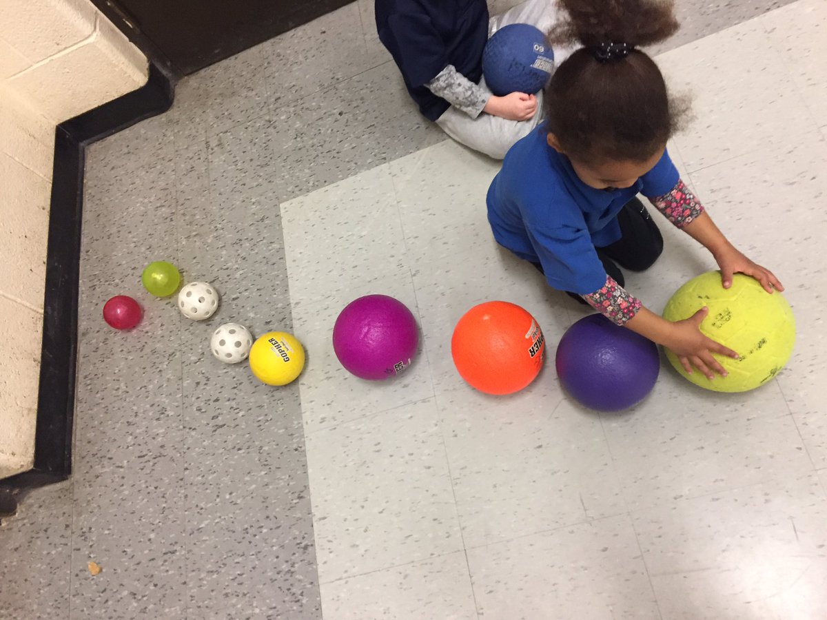 MelTomlinson20's tweet photo. Gym math! She lined up balls from smallest to biggest then counted them 1-9 #onetoone #stableorder #problemsolving @jjohnsonhwdsb @MrDHill https://t.co/JzA1zuXv0g