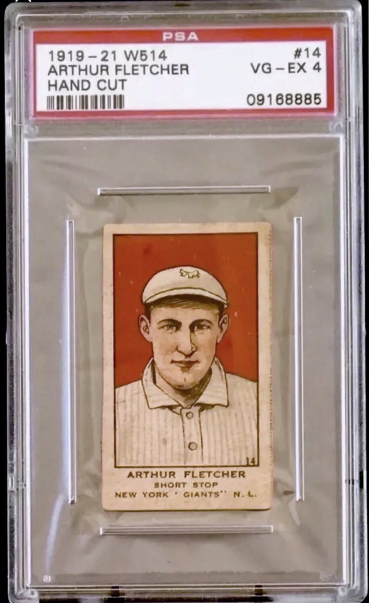 maevro's tweet photo. 1919 #W514 #ArthurFletcher @psacard #NYGiants Only 2 exist w/ higher grades. 1 of 50 #MLB not in the HOF that should be. #Collect #Hobby https://t.co/Iw7MYF1luy