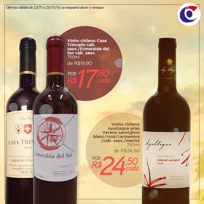 CaroneOnline's tweet photo. Quem é apaixonado por vinhos chilenos sabe o quanto essa promoção está imperdível. Venha correndo aproveitar!

*Oferta válida de 23 https://t.co/nrXWbXMt0f