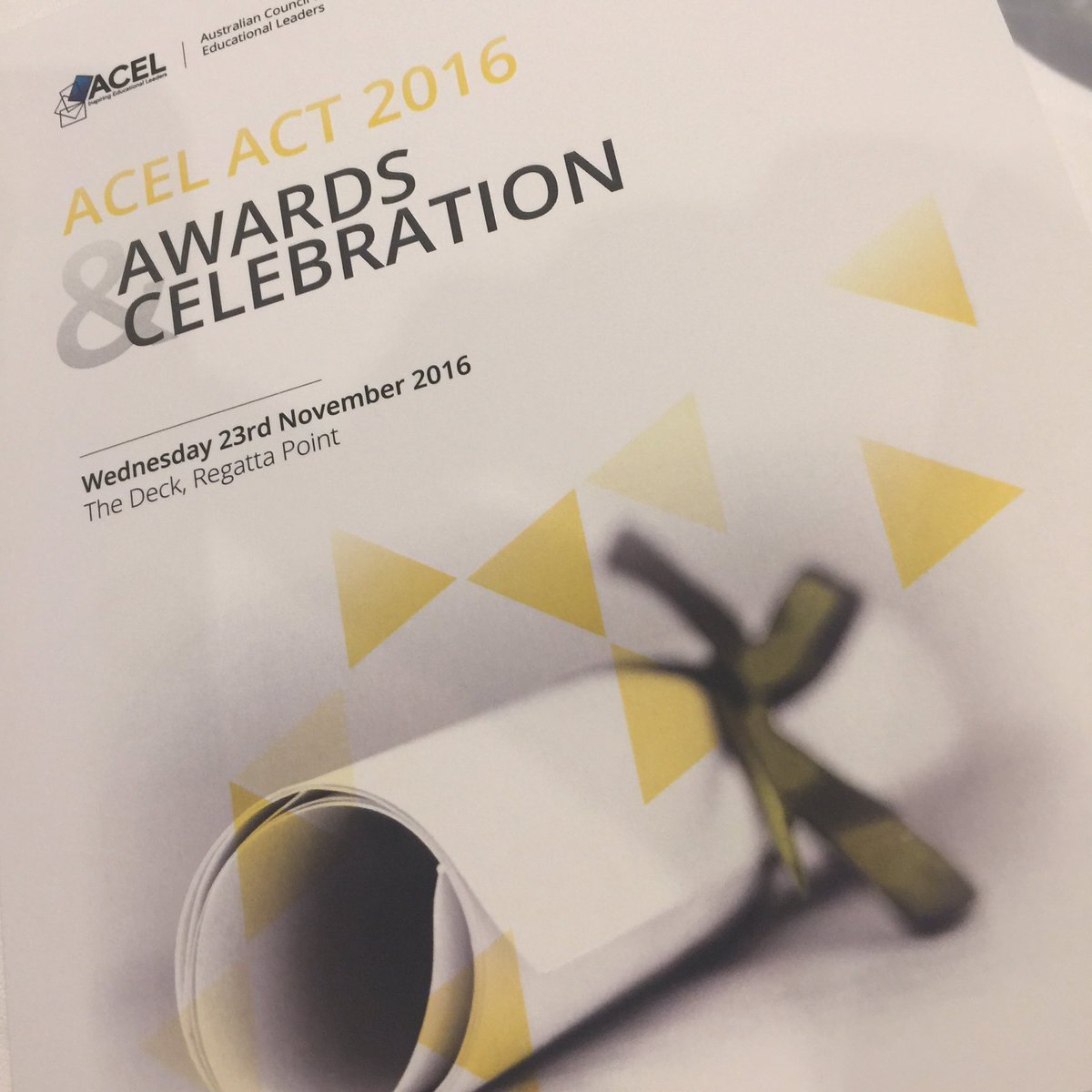 DebDebeee's tweet photo. Celebrating and acknowledging excellence in leadership in ACT schools @DGACTEducation #acelact #excellence #thedeck #regattapoint https://t.co/ig5IQu8FUL