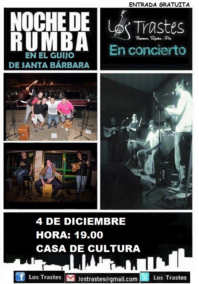 ⚠️CONCIERTO⚠️GUIJO DE SANTA BARBARA EN LA CASA DE CULTURA EL 4 DE DICIEMBRE A LAS 7 DE LA TARDE #LosTrastes #Concierto #NosVamosDeRumba