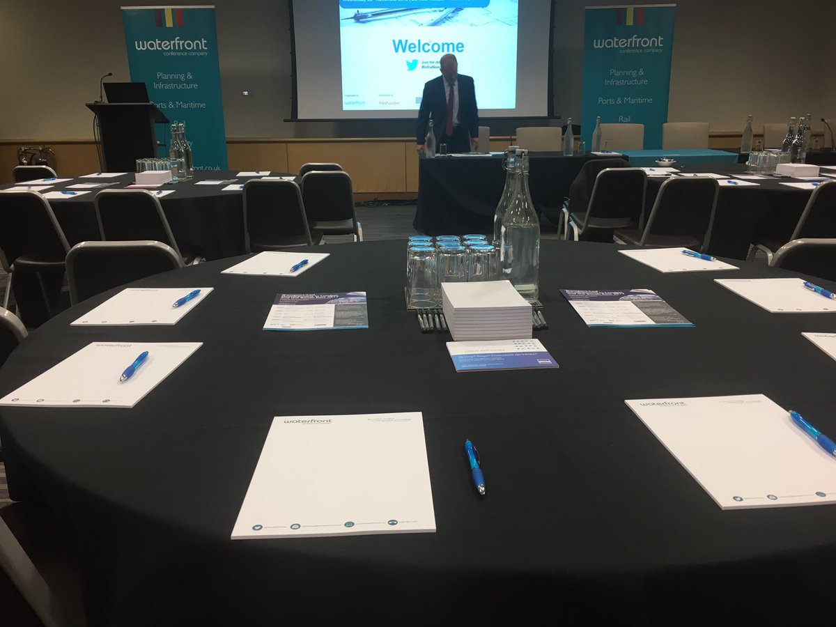 WFplanning's tweet photo. All set up ready for today's Meeting the UK's Infrastructure Needs event. #InfraNeeds @DeVereWestOne https://t.co/yYYbs5yABZ