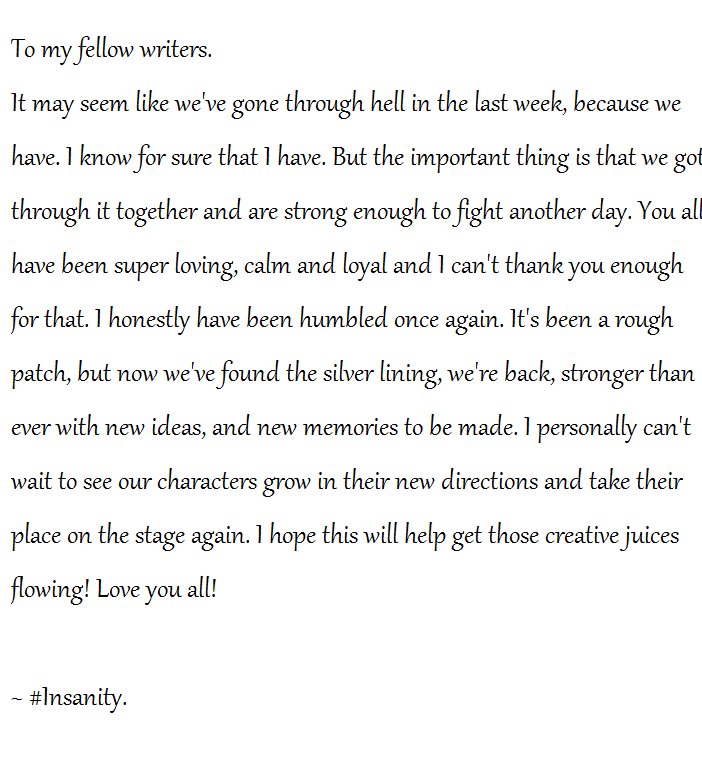 TeamMargoza's tweet photo. As promised... A letter to all of you ~ #Insanity 

And to those just joining us, welcome aboard!! https://t.co/ndq2mbMA6I