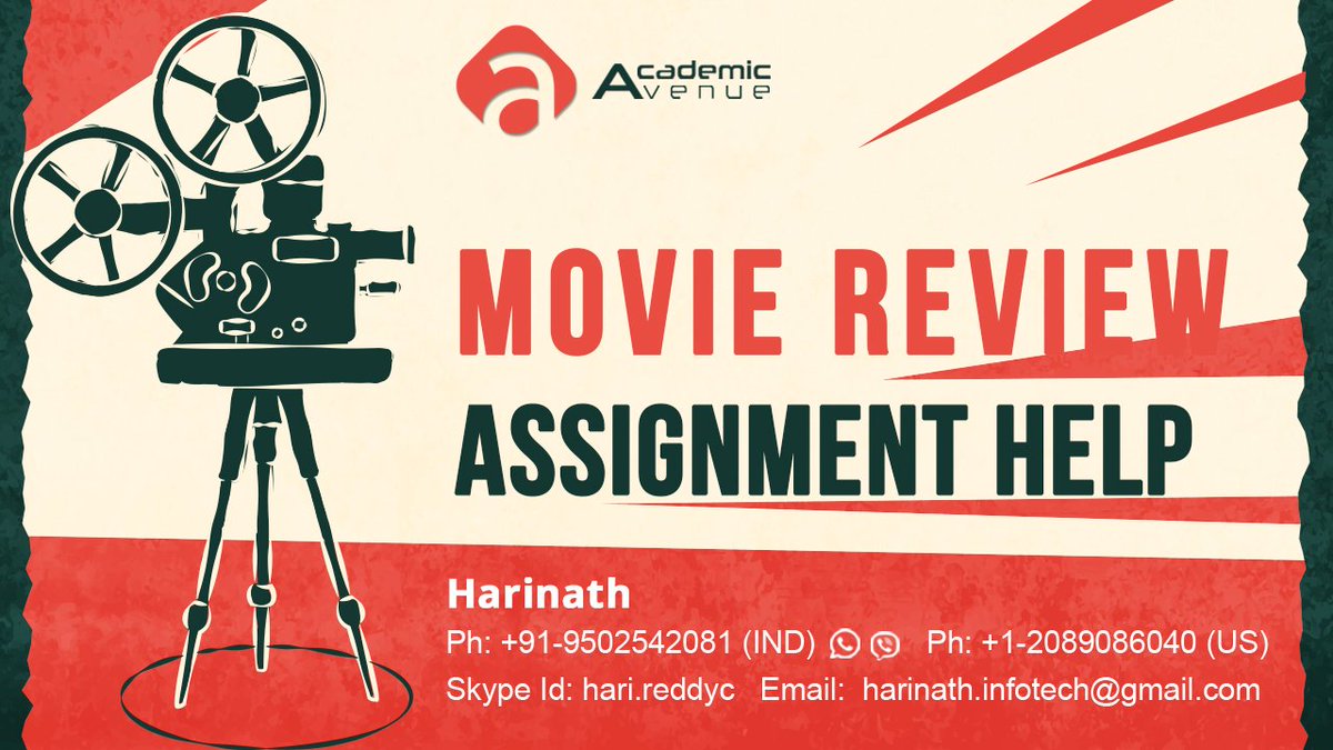 academic_avenue's tweet image. goo.gl/SGn03n
Movie Review Assignment Help | Academic Avenue
#MovieReviewAssignmentHelp
#MovieReviewAssignmentCollege