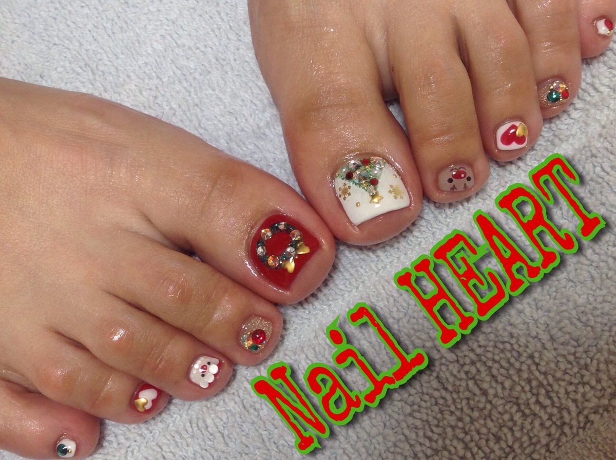 Nail Heart No Twitter クリスマスネイル クリスマス クリスマスネイル フットネイル 広島 ネイル ジェルネイル Nail サンタ サンタクロース トナカイ リース クリスマスツリー ハート 手描きネイル アートネイル