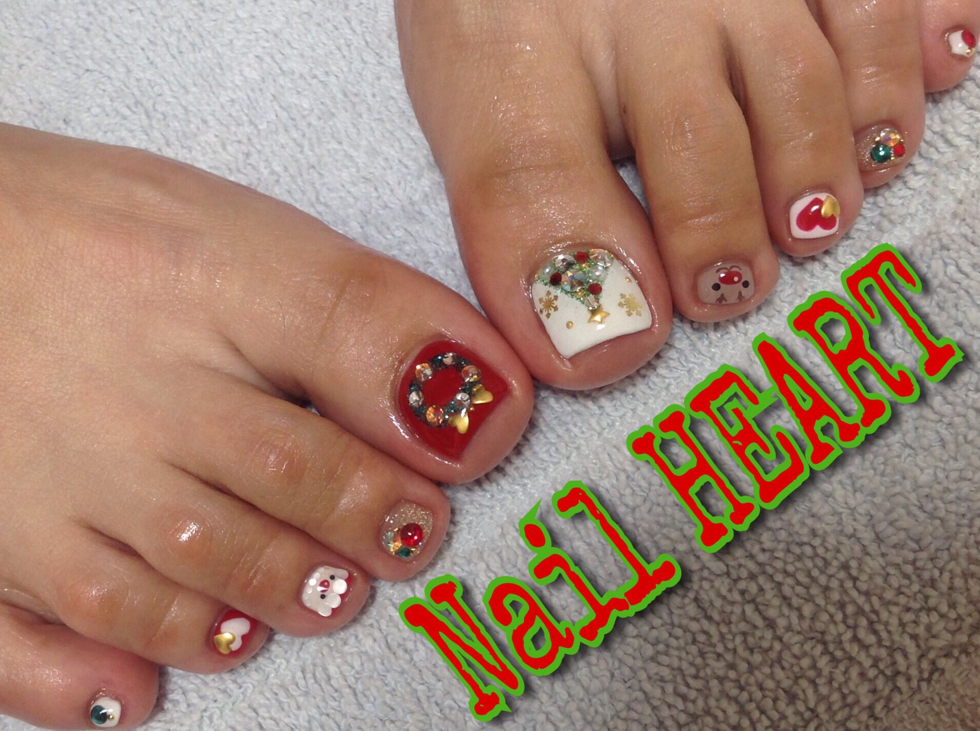 Nail Heart No Twitter クリスマスネイル クリスマス クリスマスネイル フットネイル 広島 ネイル ジェルネイル Nail サンタ サンタクロース トナカイ リース クリスマスツリー ハート 手描きネイル アートネイル