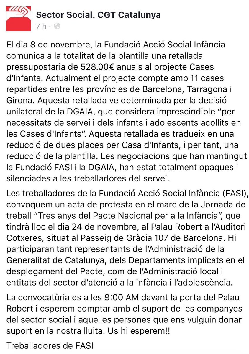 personalFASI's tweet photo. Dijous #24N a les 9h davant la porta del #PalauRobert demanarem explicacions. #LaDgaiaEnsRetalla #VolemSaber https://t.co/VWYz4gvr7p