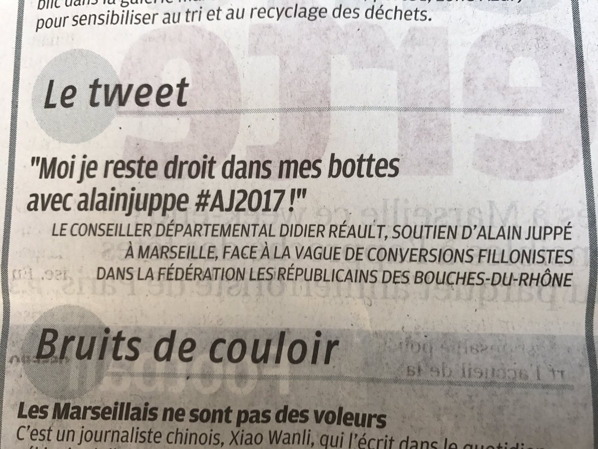 DidierReault's tweet photo. Dans @laprovence #letweet : "Moi, je reste droit dans mes bottes avec @alainjuppe #AJ2017 " #Primaire2016 https://t.co/1kX2wHX4m6