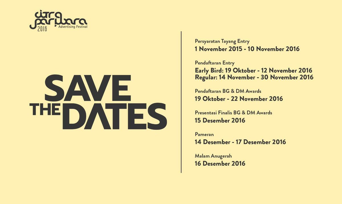 Deadline entry <a href="/citrapariwaraID/">Citra Pariwara</a> diperpanjang ke 30 November 2016. Happy atau kerja lagi? :)