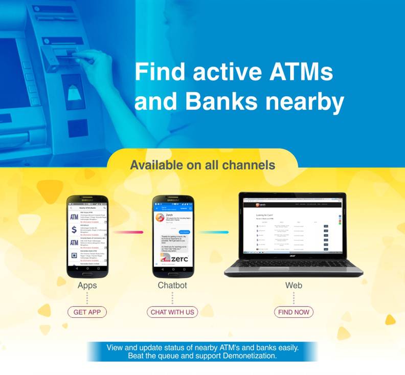 Aah!This has to be most relevant app of today - Finding the nearest ATM with money.. Thx @MahindraComviva <a href="/ZERCHapp/">Zerch</a>  zerch.in