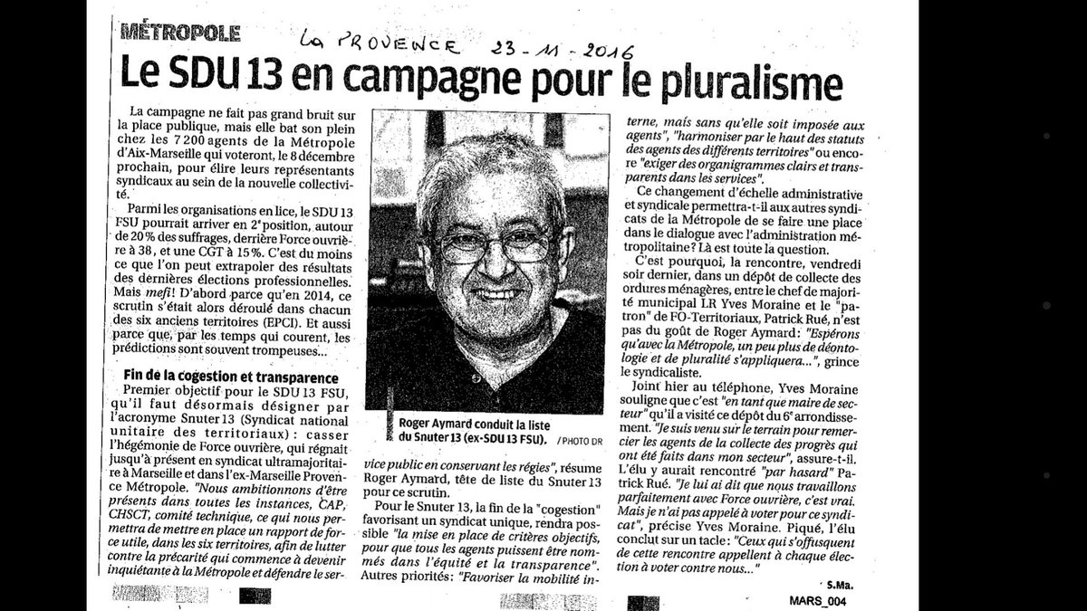fsuter13's tweet photo. L'article de la Provence d'aujourd'hui sur notre syndicat et la campagne
#mamp
#fsuterritoriale
#snuter
#marseille
#8decembre https://t.co/DZ2b1wm2st