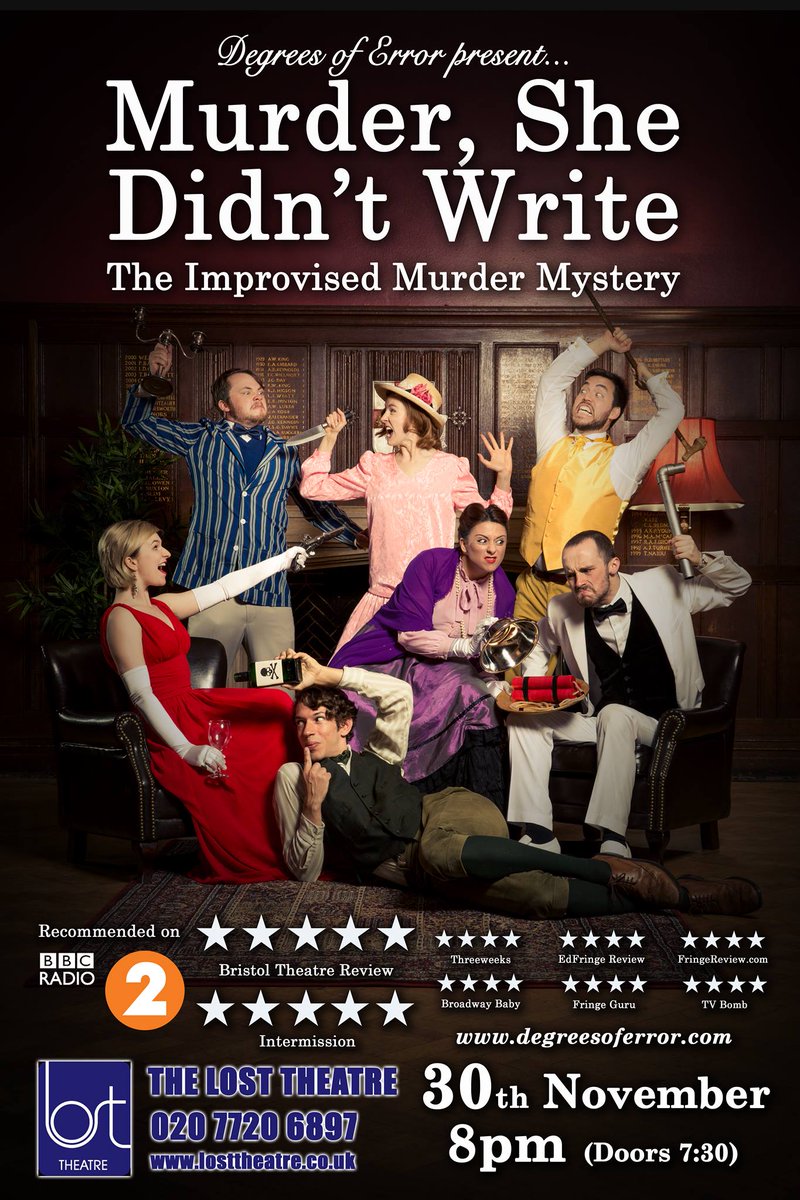 In 1 WEEK #MurderSheDidntWrite will be <a href="/LOSTTheatre/">beni say</a> in #London. 30th Nov 8pm. Grab tickets &amp; come solve the case! ticketsource.co.uk/event/156575