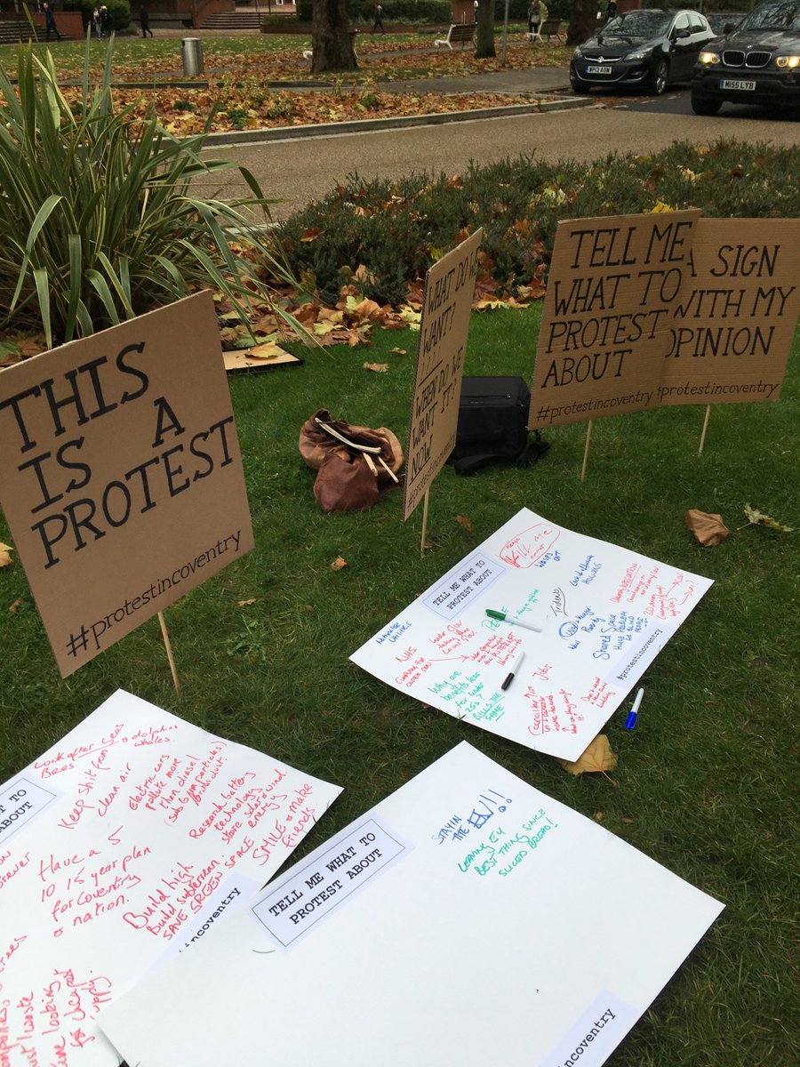 whatmakescov's tweet photo. What Makes Coventry Change :Spotted near the city centre,an artist is trying to find what you want to protest about#onlyincoventry #coventry https://t.co/LGeL47FGnJ