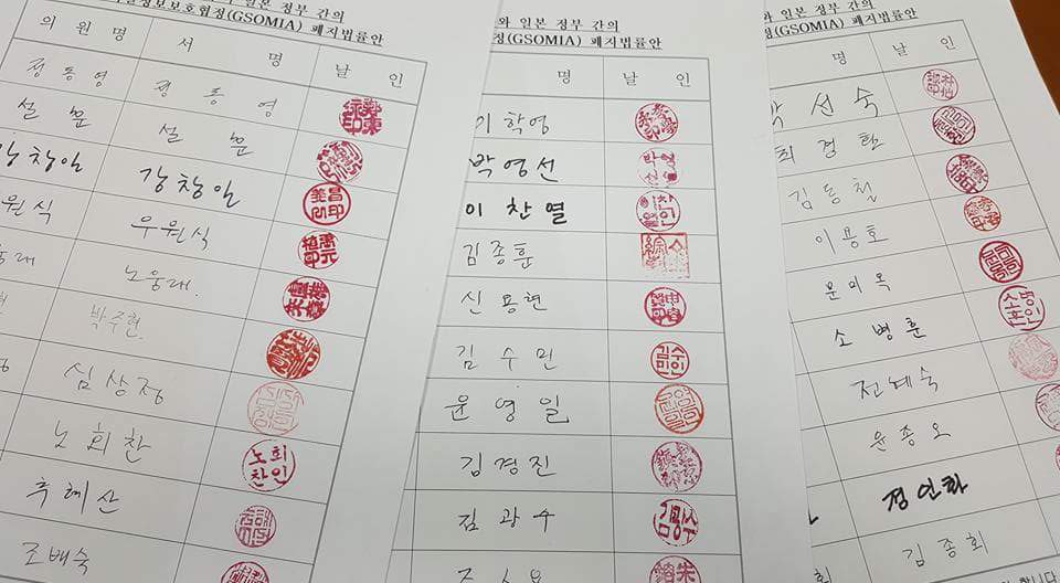 독도에 대한 영토적 야심을 포기하지 않은 일본과 군사비밀 협정을 맺는 것은 제2의 이완용에 비견될 행위입니다. 식물상태의 대통령이 정치적 의도로 밀어붙이는 반국민적 협정을 국회가 막지 못한다면 국회의 존재이유는 무엇일까요.