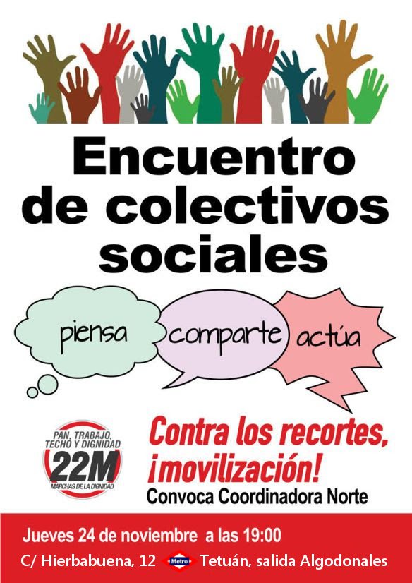 22MMadridNorte's tweet photo. Cambiamos el lugar del Encuentro de colectivos Madrid Norte por lluvia. Será en c/ Hierbabuena, 12: https://t.co/70Zv7r6waS ¡Os esperamos! https://t.co/faq02Kx1He
