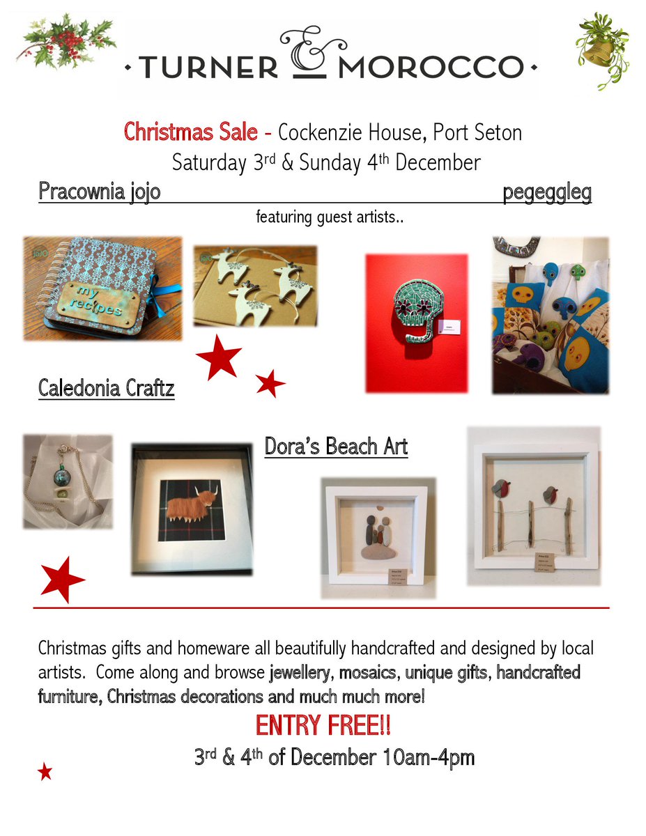 Excited about our latest sale <a href="/cockenziehouse/">Cockenzie House & Gardens</a> on 3rd and 4th December.  Lots of very talented artists as well as our own amazing stuff.