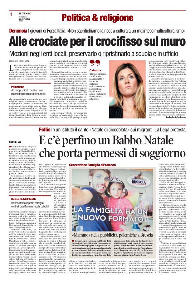 L'iniziativa di @FI_Giovani per i Crocifissi nelle #scuole, oggi su <a href="/tempoweb/">IL TEMPO</a>. <a href="/forza_italia/">Forza Italia</a>