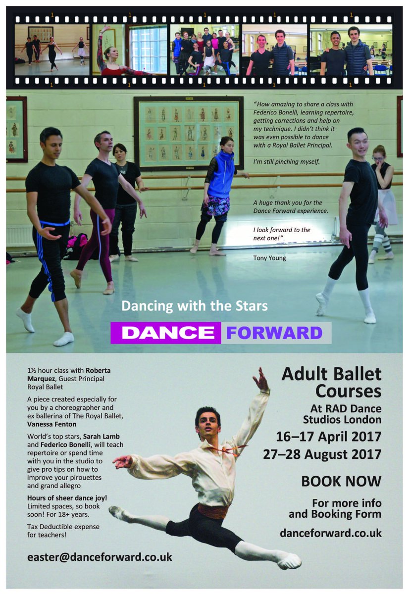 DanceForward's tweet photo. Like to be taught by Stars of @TheRoyalBallet Sarah Lamb and @federicouk ? Join adult ballet day April 16-17 email easter@danceforward.co.uk https://t.co/YehaAOM1aW
