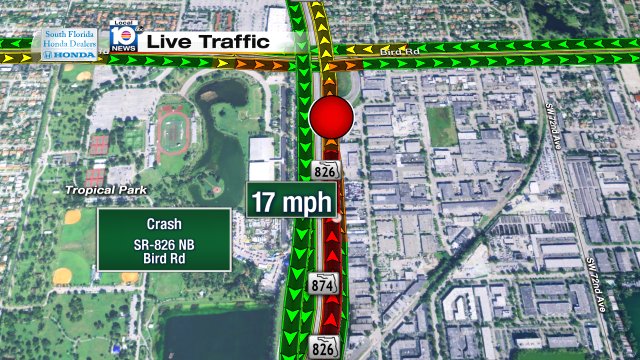 Crash on SR-826 NB at Bird Rd #traffic https://t.co/PezuTHvkoC