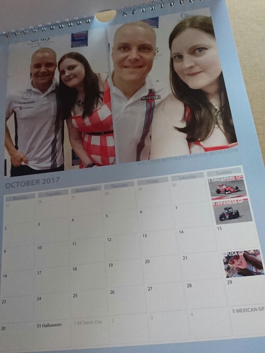 FernTalksRacing's tweet photo. My 2017 calender arrived, actually impressed you can add photos to dates. Even managed to get a #BUTGROPER screenshot added 😂 https://t.co/m5sYPNyKN4