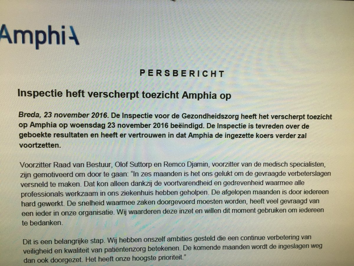 <a href="/AmphiaZKHuis/">Amphia Ziekenhuis</a> Goed bericht en loon naar hard werken!
#trots op inzet van collega's. #breda, #veilig #igz