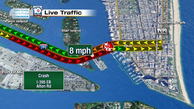 Crash on I-395 EB at Alton Rd #traffic https://t.co/QnqutJkTRm
