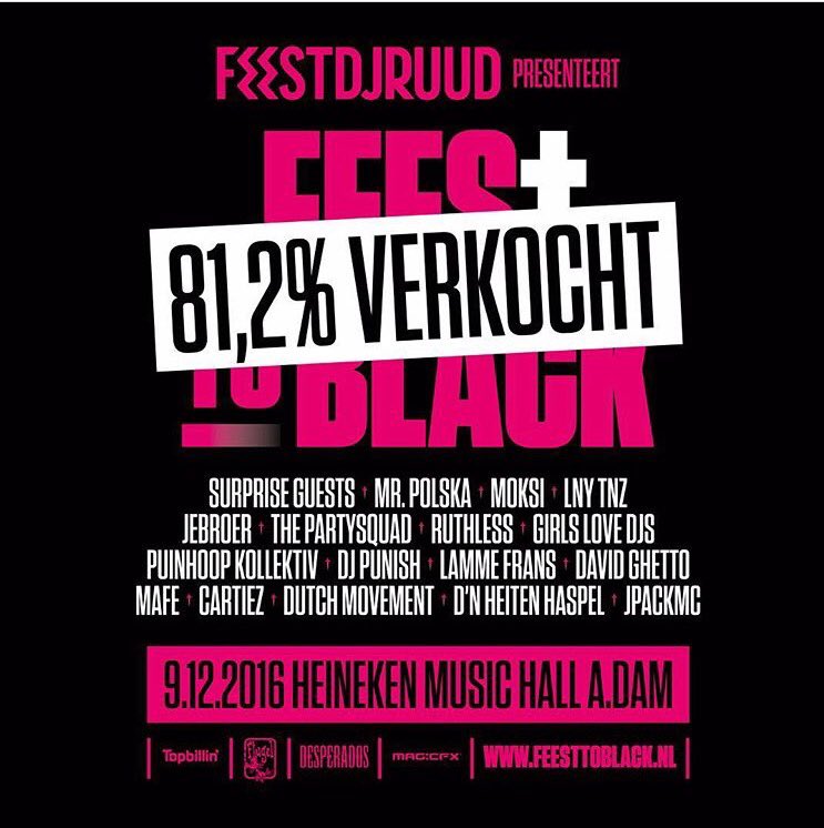 TopbillinNL's tweet photo. Ticket alert! 🚨🚀🎉 https://t.co/PxTMkCmcUI 🚨🚀🎉 #feesttoblack #restinparty https://t.co/l97wz5tPy8