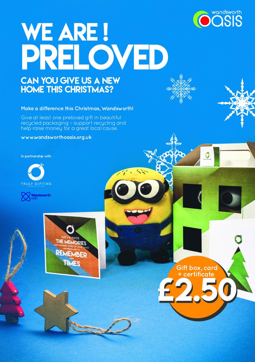 trulygiftingUK's tweet photo. @wandsworthoasis sells Truly Gifting gift boxes for #preloved gifts in their 8 stores. All profit goes to help people with #hiv. #Christmas https://t.co/ugQo5EH2Jt
