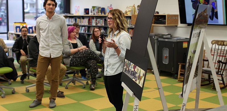 millikinminute's tweet photo. #Millikin visual media students create window artwork for Dennis Lab School Library https://t.co/lToohzoUJg https://t.co/5oGilxPmDA