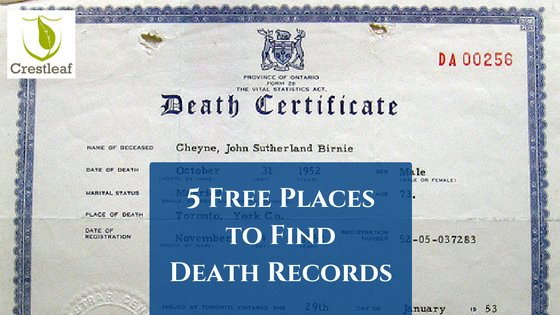 Crestleaf's tweet photo. 5 Places to Find Free Death Records Online: https://t.co/SEEgjVh7B3 #Genealogy #FamilyHistory https://t.co/VSCVw2hxuN
