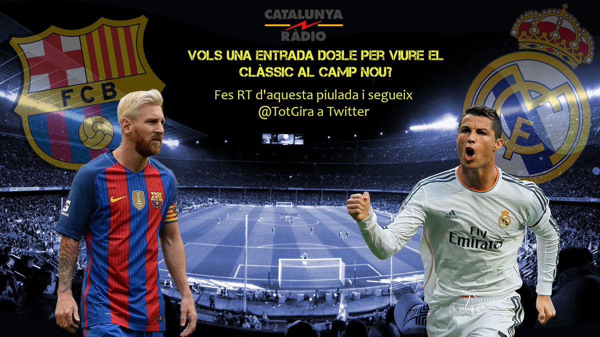 ⚠ RT i FOLLOW si vols una entrada doble per al Barça-Madrid del 3 de desembre al Camp Nou! #FCBLive #Classic Bases: ccma.cat/avis-legal/par…