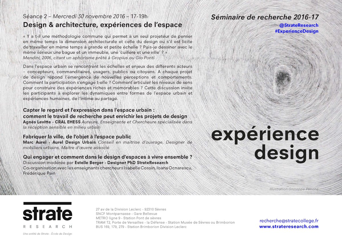 Séminaire @ExperienceDesign #2 Expériences de l'espace, le 30-11 à 17h. On vous attend nombreux ! Inscrivez-vous : eventbrite.fr/e/billets-semi…