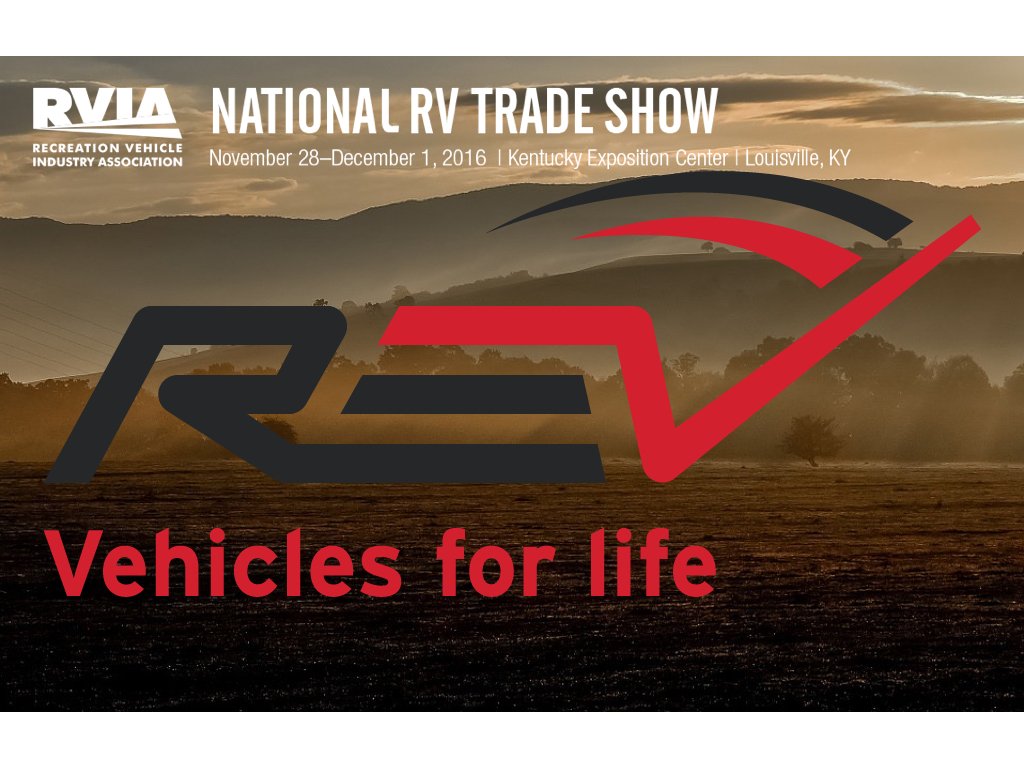 revgroupinc's tweet photo. Recreation Vehicle Industry’s Premier Trade Event. See the latest innovations from the #REV #RV Group at #RVIA2016. Booth 1401 South Wing https://t.co/CrpYFnWx1z