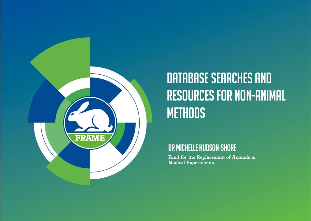 ReplAnimalRes's tweet photo. Presentation on Database Searches and Resources for non-animal methods now online https://t.co/8J1m0h1EBt #training #3Rs #FRAME #searching https://t.co/902bcb1YUh