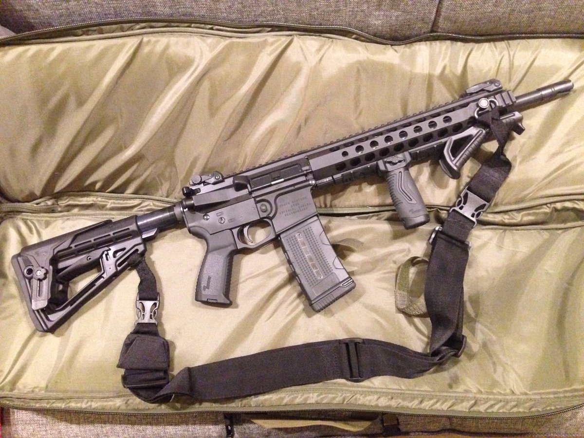 Our customer's #AR15 rifle fully kitted with #imidefense accessories: TS1 stock, CG1 grip, G2 magazine, OVG vertical grip, flip up sights