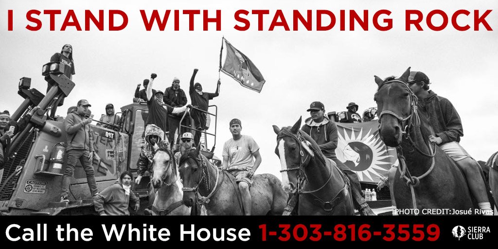 SierraClub's tweet image. Call the White House today: Protect Indigenous rights &amp;amp; tell @POTUS to reject the Dakota Access Pipeline! #NoDAPL