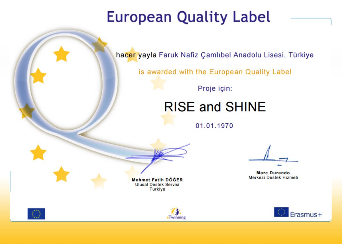 İlk kalite etiketimiz#etwining#etwiningtürkiye#fnç